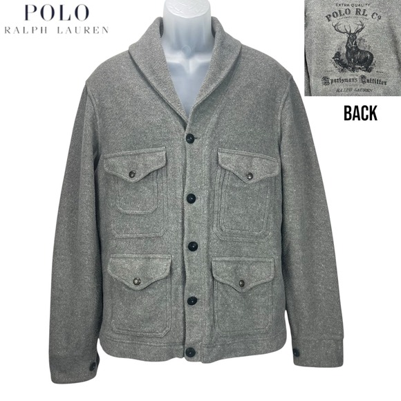 Polo Ralph Lauren Mens Medium Shawl Collar Field Jacket Sportsman Outfitter Stag - Picture 1 of 10